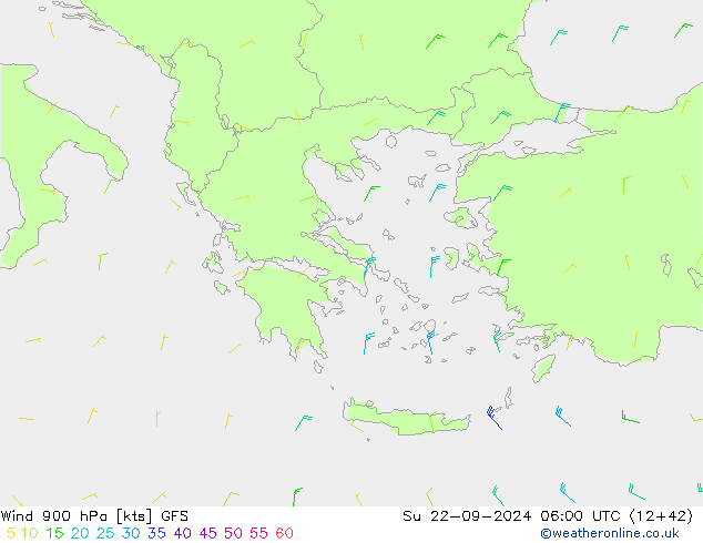 Rüzgar 900 hPa GFS Paz 22.09.2024 06 UTC