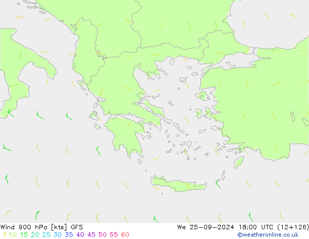 Wind 900 hPa GFS St 25.09.2024 18 UTC