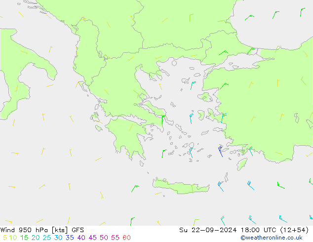 ветер 950 гПа GFS Вс 22.09.2024 18 UTC