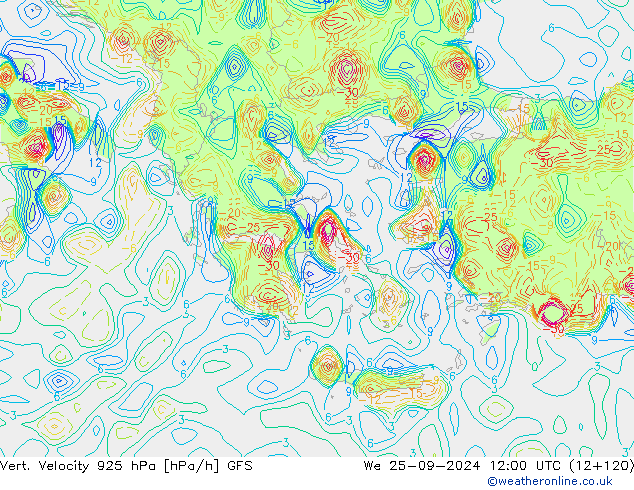 Vert. Velocity 925 hPa GFS We 25.09.2024 12 UTC