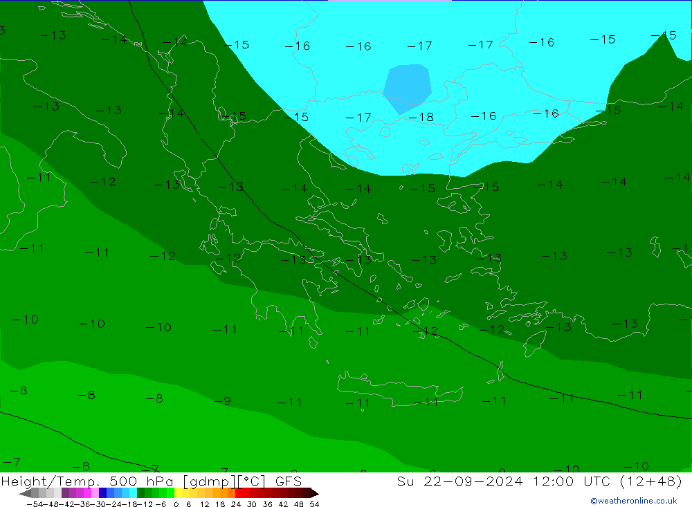 Height/Temp. 500 гПа GFS Вс 22.09.2024 12 UTC