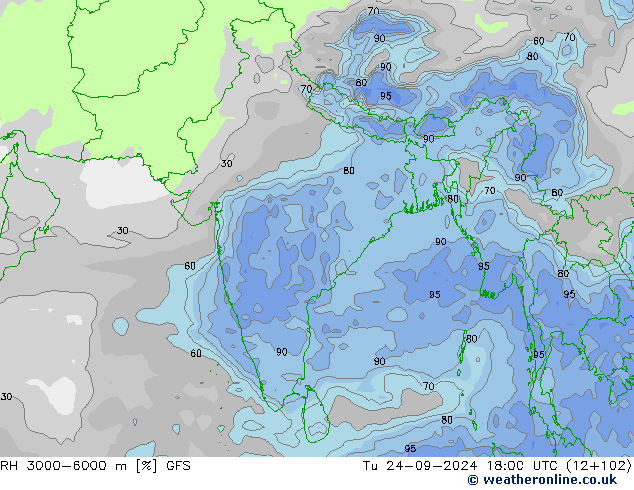 RH 3000-6000 m GFS Ter 24.09.2024 18 UTC