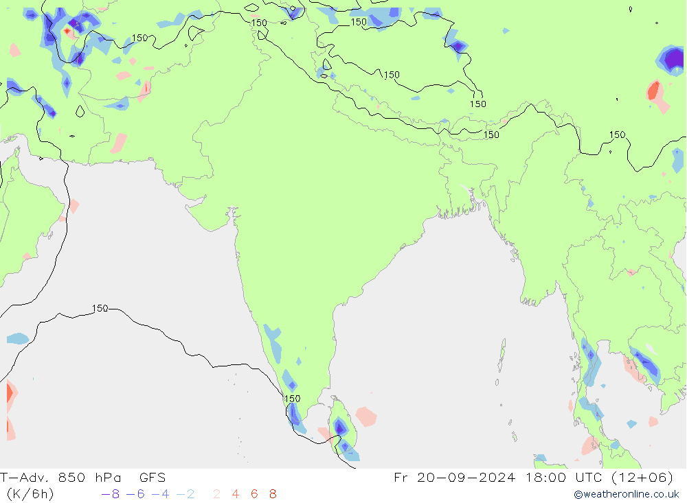 T-Adv. 850 hPa GFS vr 20.09.2024 18 UTC