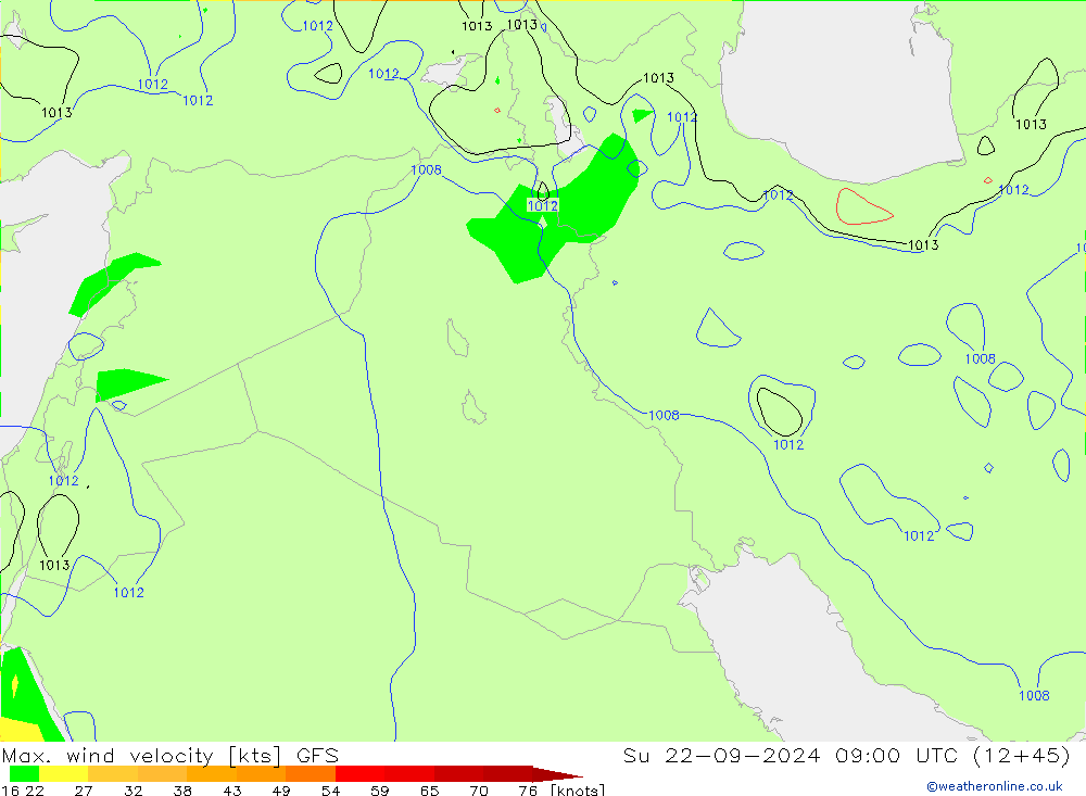 Max. wind velocity GFS dim 22.09.2024 09 UTC