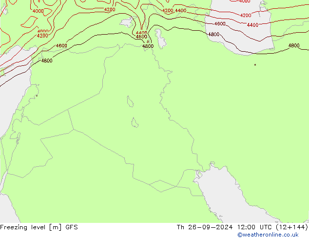 Isoterma de zero graus GFS Qui 26.09.2024 12 UTC