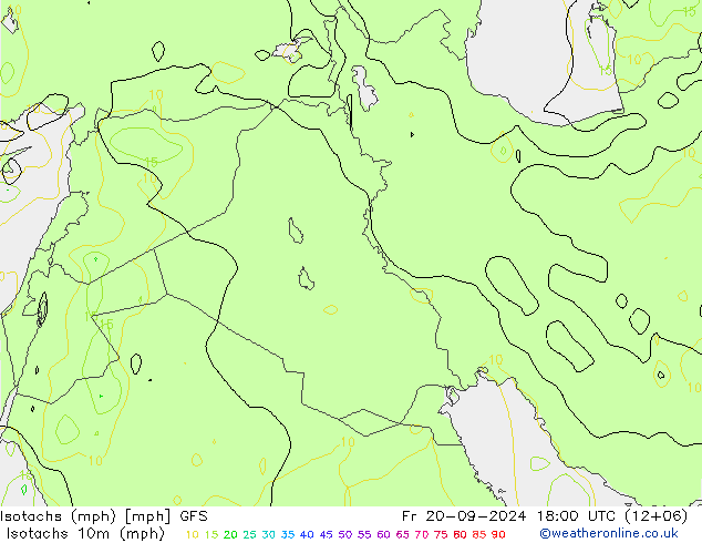 Isotachen (mph) GFS september 2024