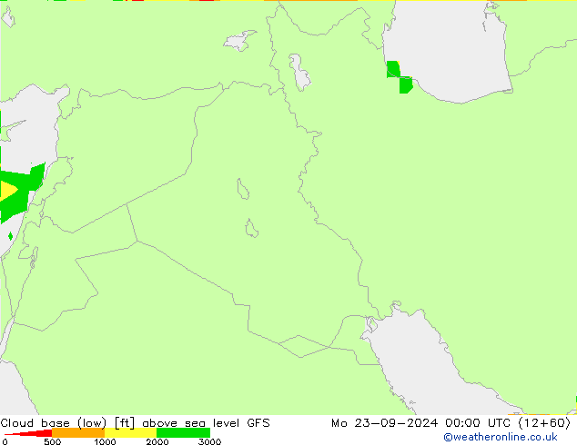 Cloud base (low) GFS пн 23.09.2024 00 UTC