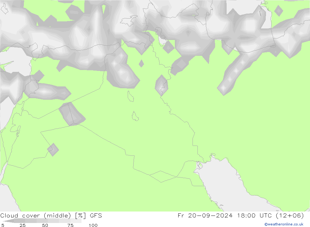 Cloud cover (middle) GFS Fr 20.09.2024 18 UTC