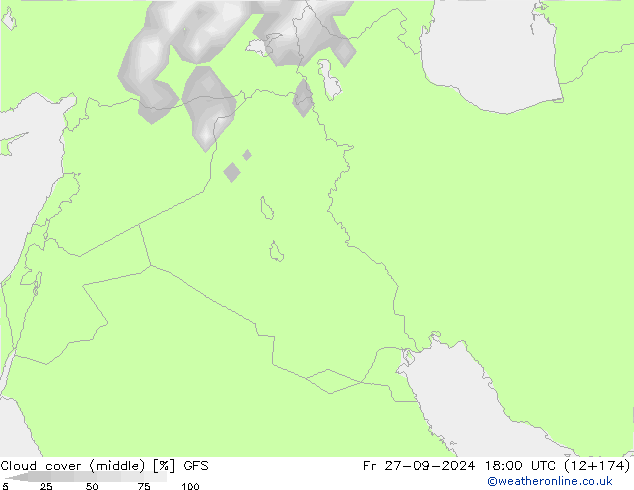 Cloud cover (middle) GFS Fr 27.09.2024 18 UTC