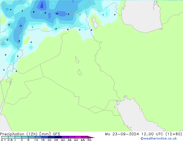 осадки (12h) GFS пн 23.09.2024 00 UTC