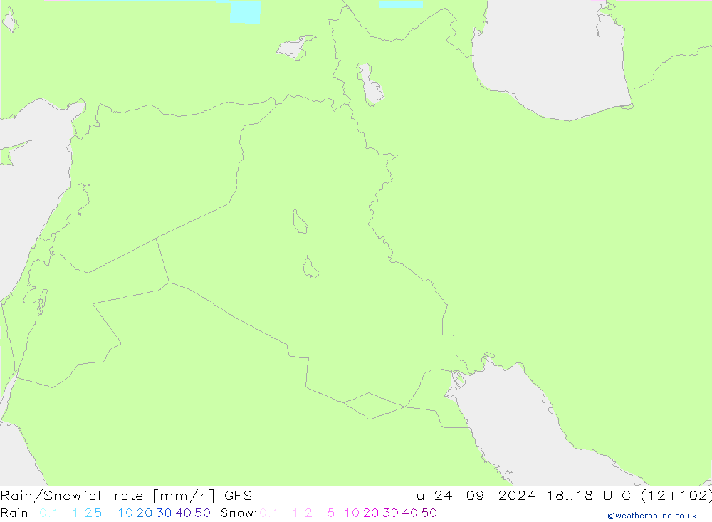 Rain/Snowfall rate GFS Ter 24.09.2024 18 UTC