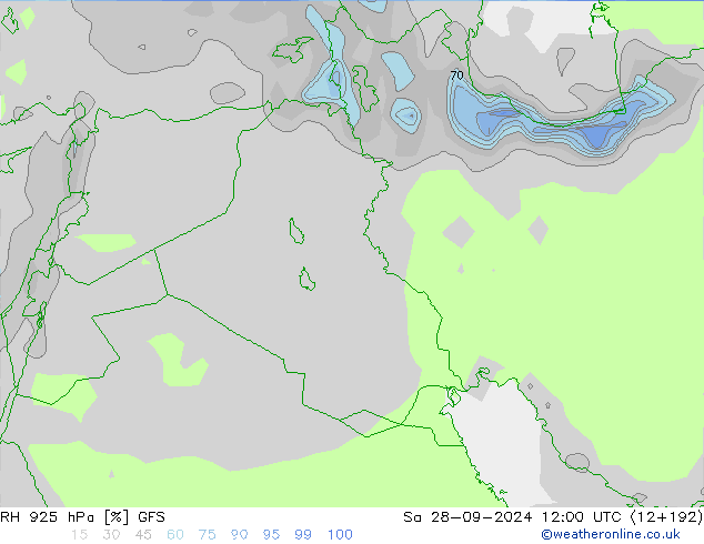 925 hPa Nispi Nem GFS Cts 28.09.2024 12 UTC