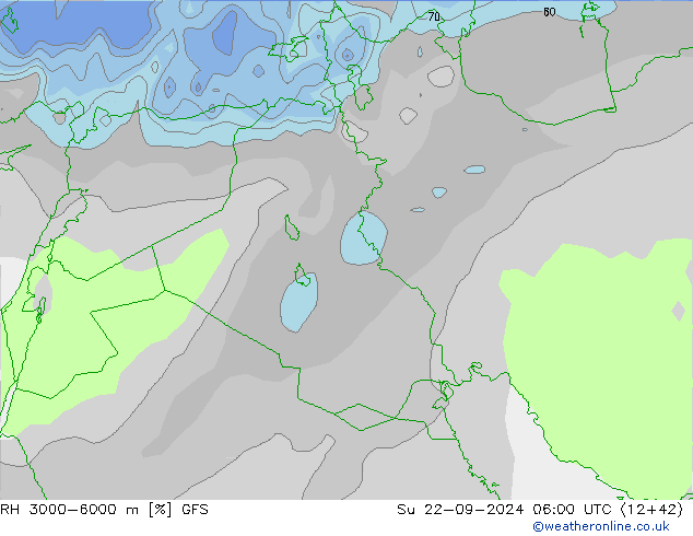 RH 3000-6000 m GFS Dom 22.09.2024 06 UTC