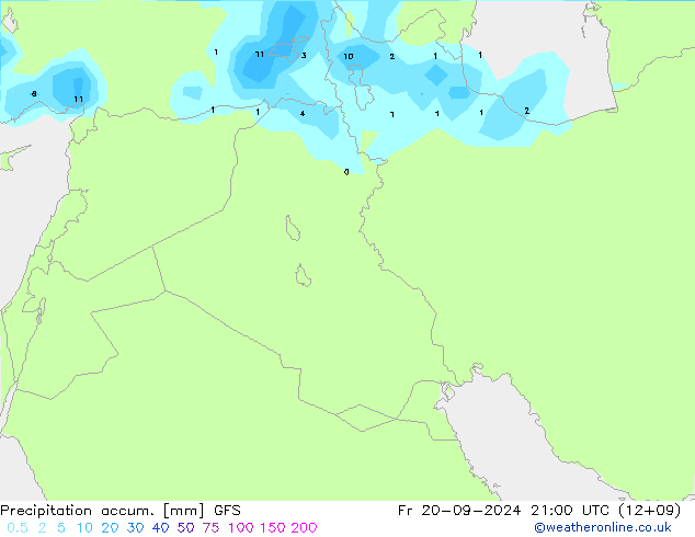 Precipitation accum. GFS Fr 20.09.2024 21 UTC