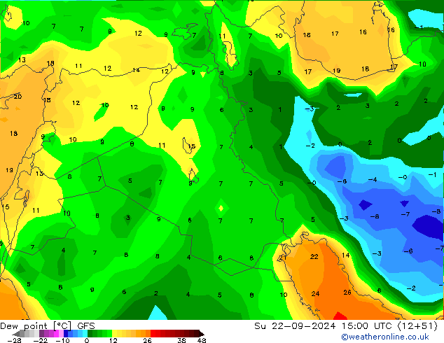 Dauwpunt GFS zo 22.09.2024 15 UTC