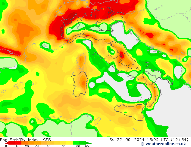 Fog Stability Index GFS Ne 22.09.2024 18 UTC