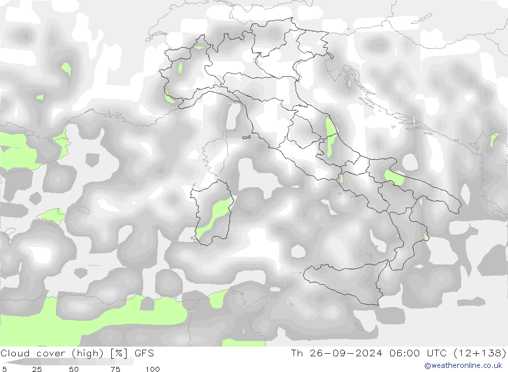 Nuages (élevé) GFS jeu 26.09.2024 06 UTC