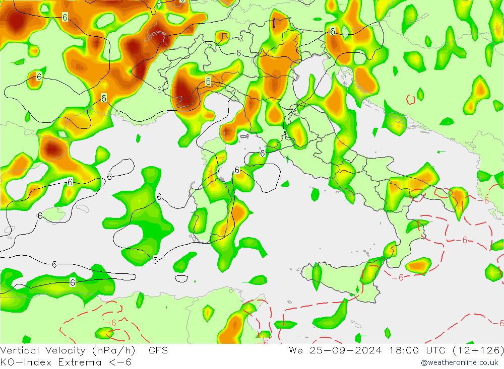 Convection-Index GFS  25.09.2024 18 UTC