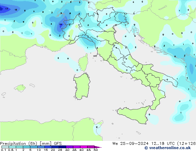 Z500/Rain (+SLP)/Z850 GFS mer 25.09.2024 18 UTC