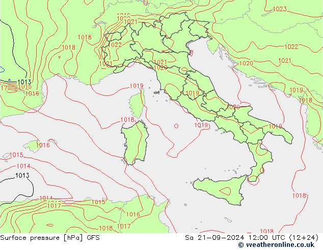 Surface pressure GFS Sa 21.09.2024 12 UTC