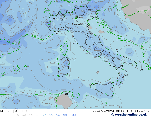 RH 2m GFS Ne 22.09.2024 00 UTC