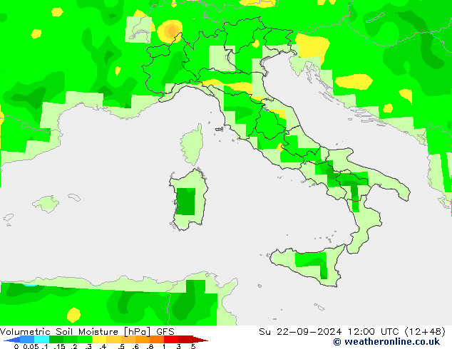 Volumetric Soil Moisture GFS nie. 22.09.2024 12 UTC