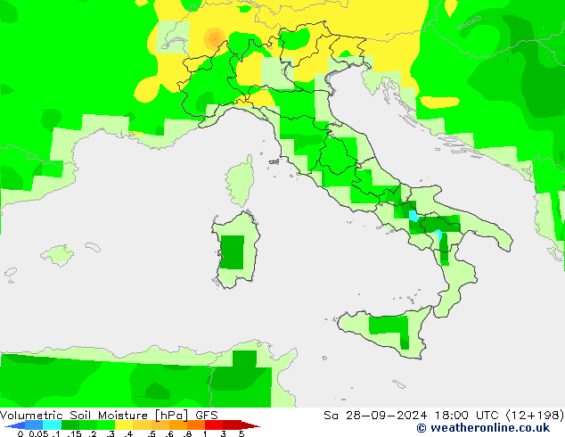 Volumetric Soil Moisture GFS Sáb 28.09.2024 18 UTC