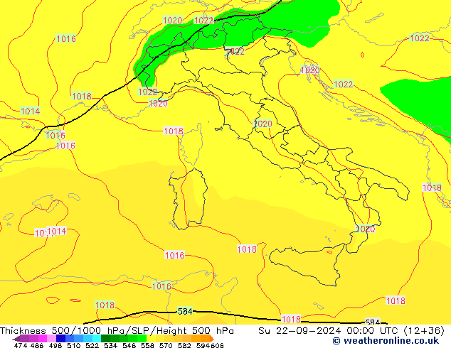 Thck 500-1000hPa GFS Ne 22.09.2024 00 UTC