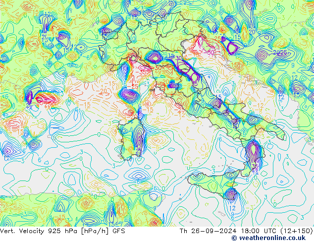 Vert. Velocity 925 гПа GFS чт 26.09.2024 18 UTC