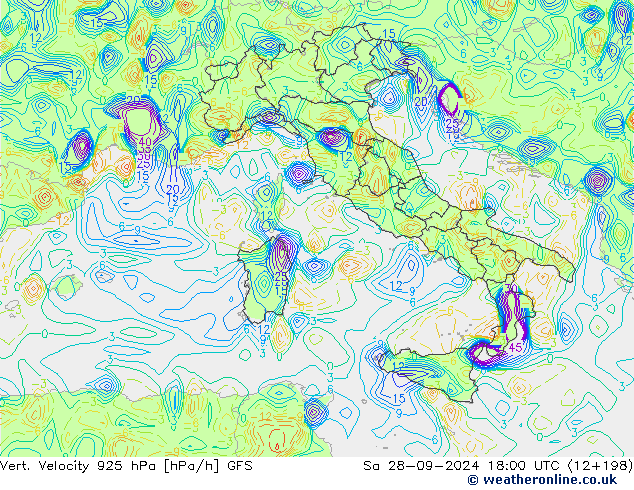 Vert. Velocity 925 hPa GFS  28.09.2024 18 UTC