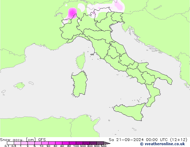 Snow accu. GFS sam 21.09.2024 00 UTC