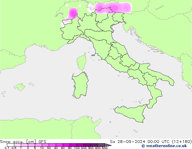 Snow accu. GFS sab 28.09.2024 00 UTC