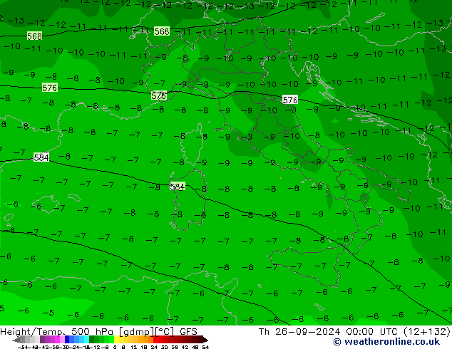 Z500/Rain (+SLP)/Z850 GFS jeu 26.09.2024 00 UTC