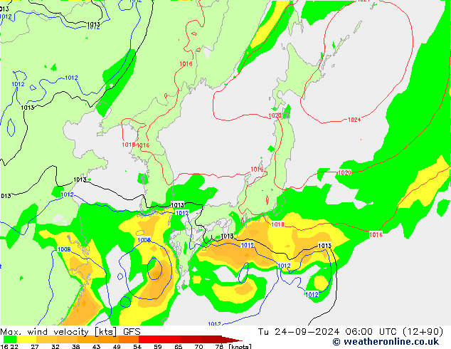 Max. wind velocity GFS Ter 24.09.2024 06 UTC