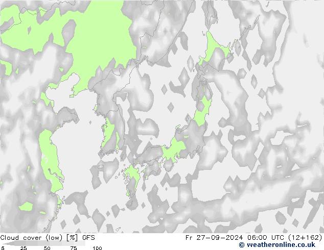 zachmurzenie (niskie) GFS pt. 27.09.2024 06 UTC