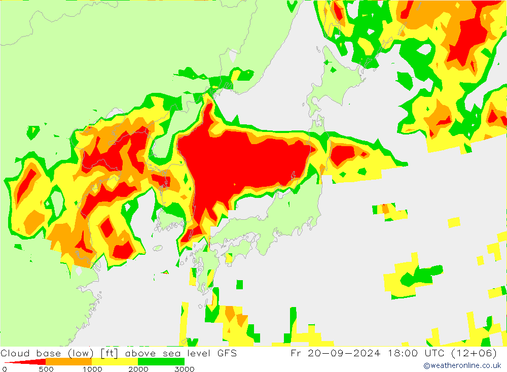 Cloud base (low) GFS Fr 20.09.2024 18 UTC