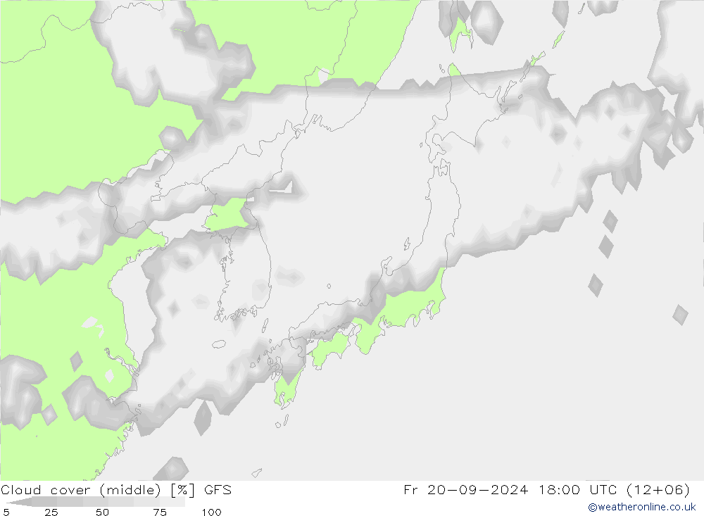 Bewolking (Middelb.) GFS vr 20.09.2024 18 UTC