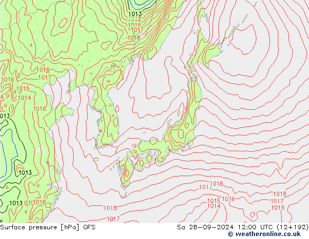 Surface pressure GFS Sa 28.09.2024 12 UTC