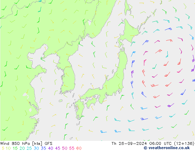 Wind 850 hPa GFS Do 26.09.2024 06 UTC