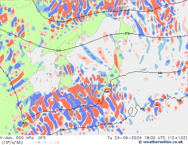 V-Adv. 500 hPa GFS di 24.09.2024 18 UTC