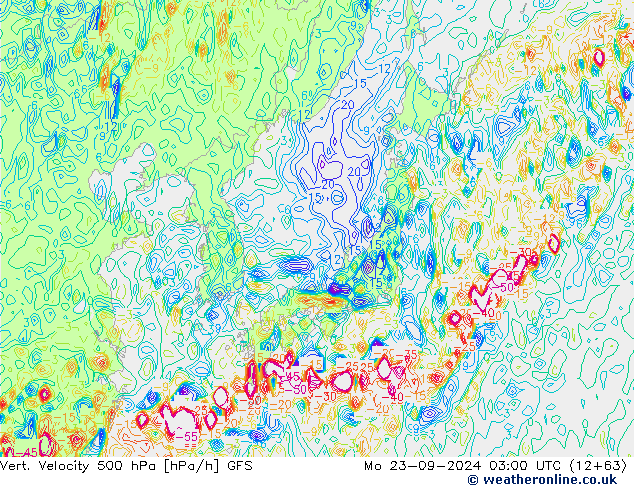 Vert. Velocity 500 hPa GFS Po 23.09.2024 03 UTC