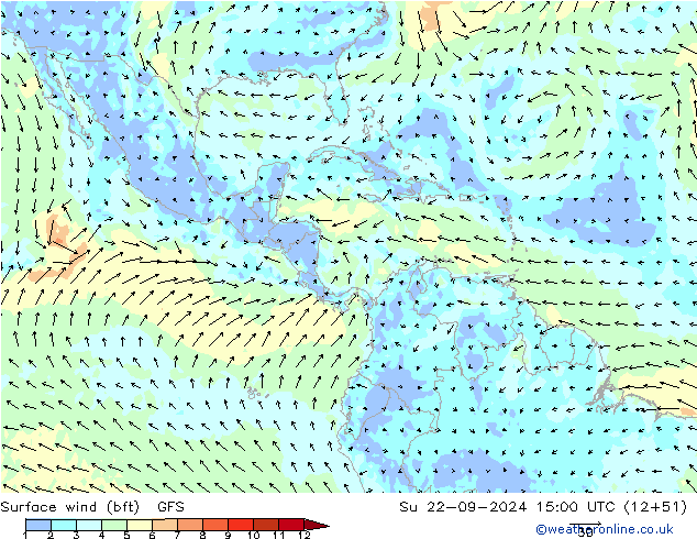 ве�Bе�@ 10 m (bft) GFS Вс 22.09.2024 15 UTC