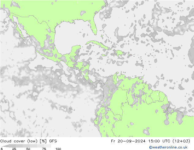 Cloud cover (low) GFS Fr 20.09.2024 15 UTC