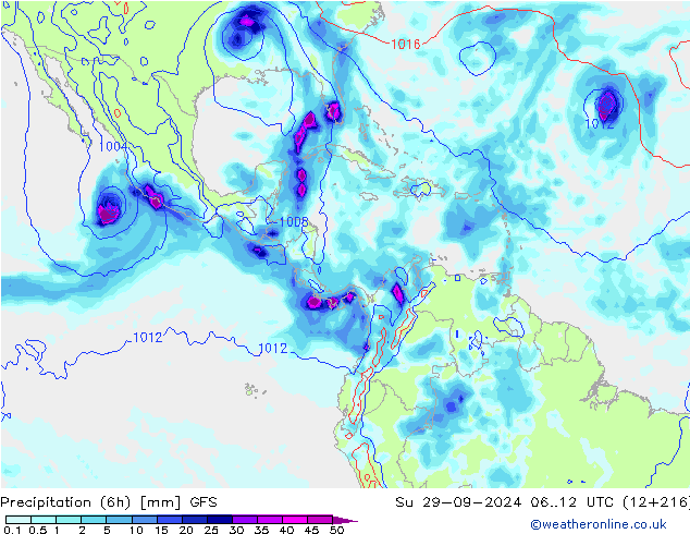 Z500/Regen(+SLP)/Z850 GFS zo 29.09.2024 12 UTC