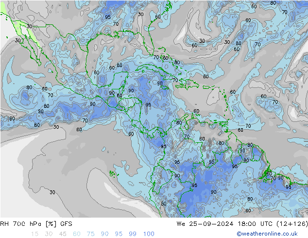 RH 700 hPa GFS  25.09.2024 18 UTC