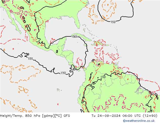 Z500/Regen(+SLP)/Z850 GFS di 24.09.2024 06 UTC