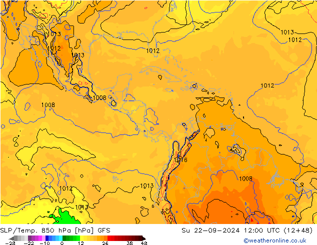 SLP/Temp. 850 hPa GFS  22.09.2024 12 UTC