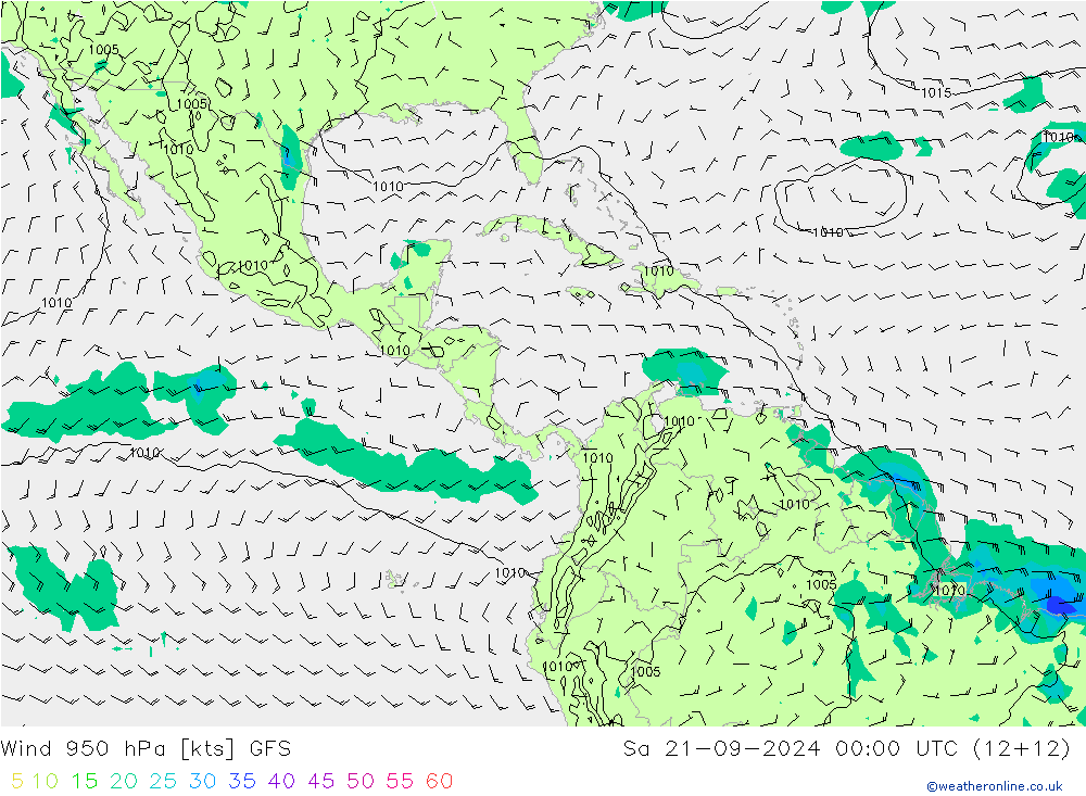 Rüzgar 950 hPa GFS Cts 21.09.2024 00 UTC