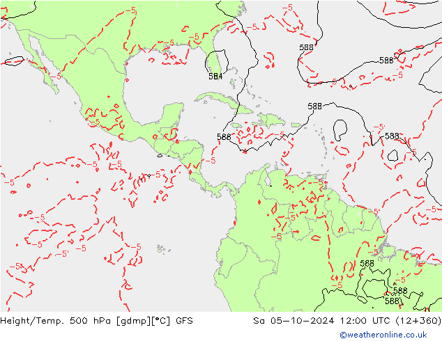 Hoogte/Temp. 500 hPa GFS za 05.10.2024 12 UTC