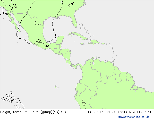 Height/Temp. 700 hPa GFS Pá 20.09.2024 18 UTC